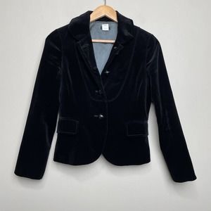 J. Crew Beautiful Velvet Vintage Style Blazer Single Breast Black 2P